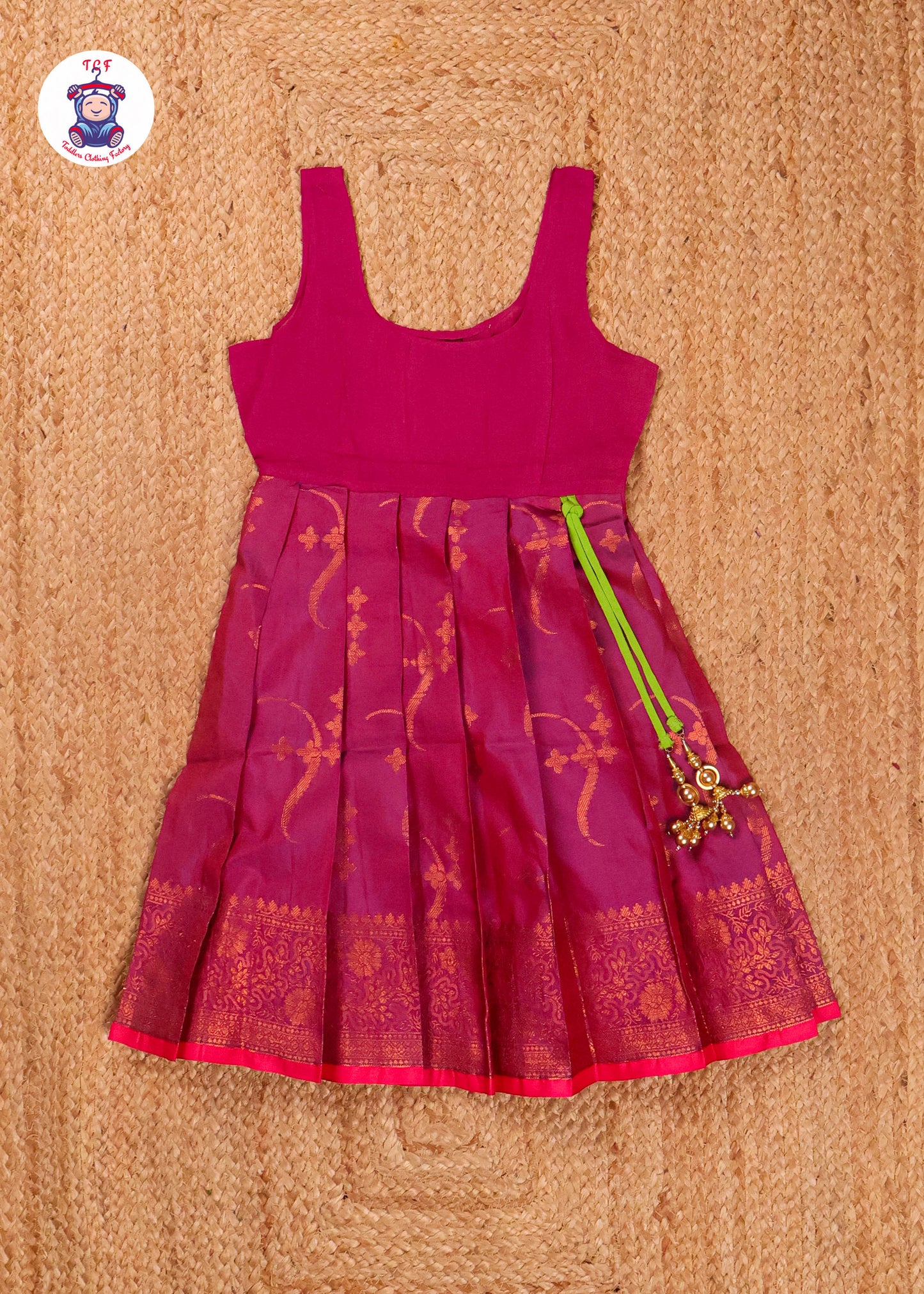 Pastel Green & Magenta - Pavadai Sattai
