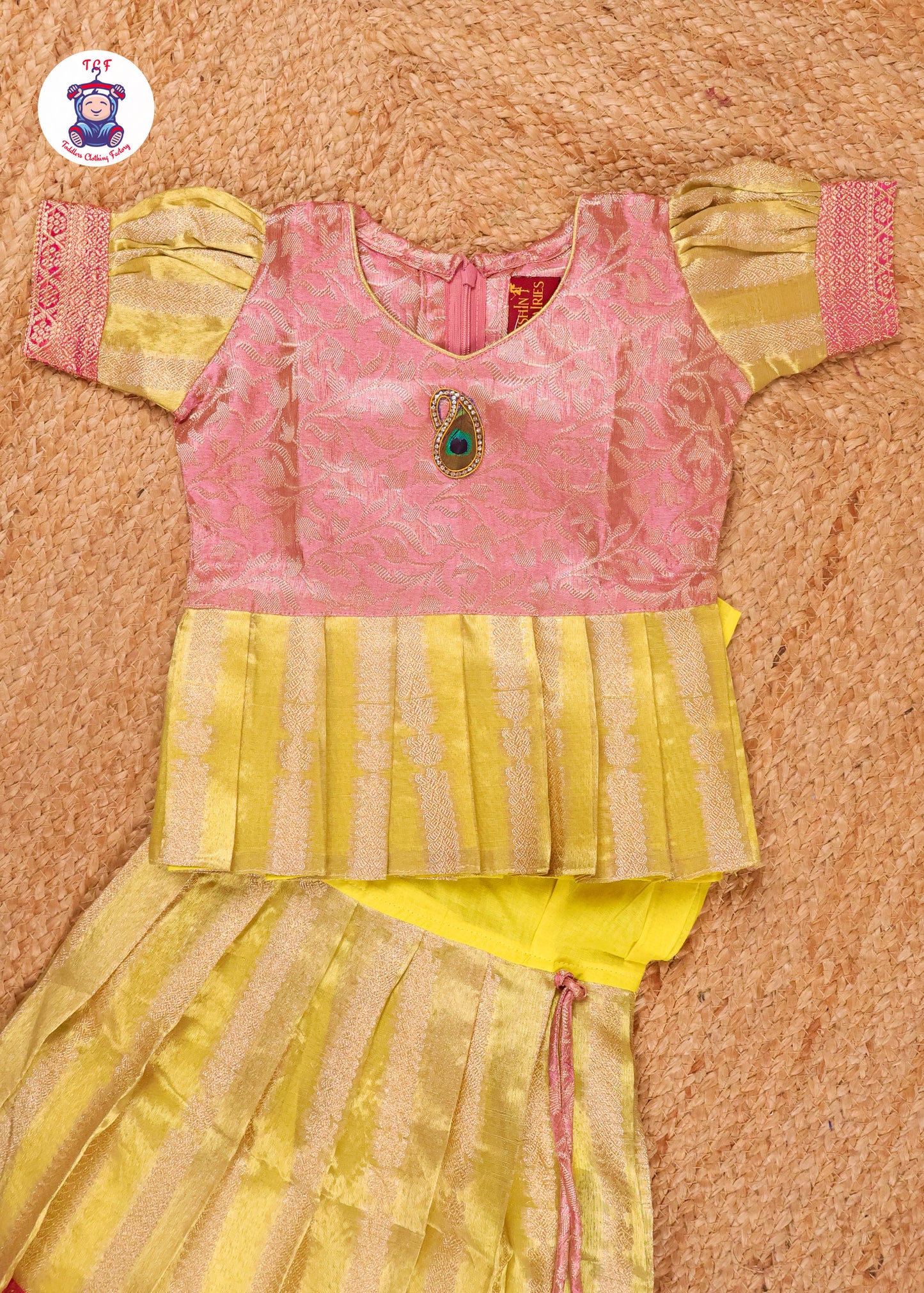 Peach & Lemon Yellow - Pavadai Sattai