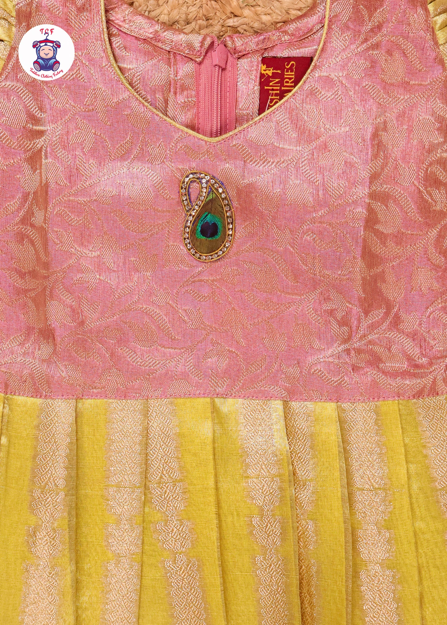 Peach & Lemon Yellow - Pavadai Sattai