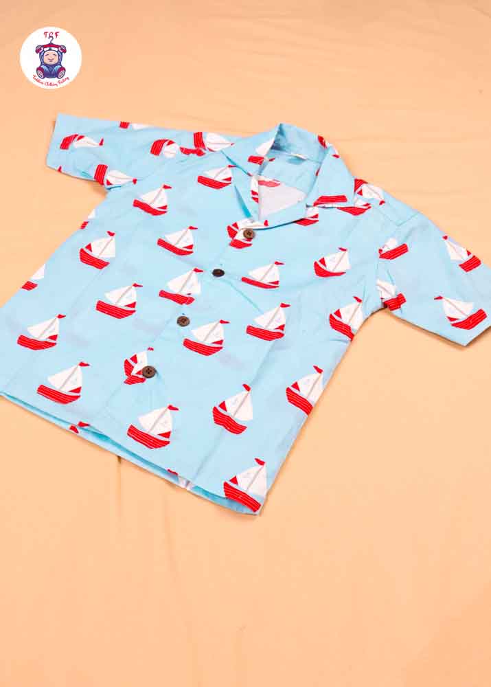 Boat & Blue - Boys Readymade Spread Collar Shirts