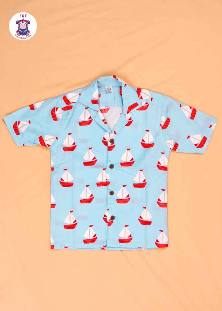 Boat & Blue - Boys Readymade Spread Collar Shirts