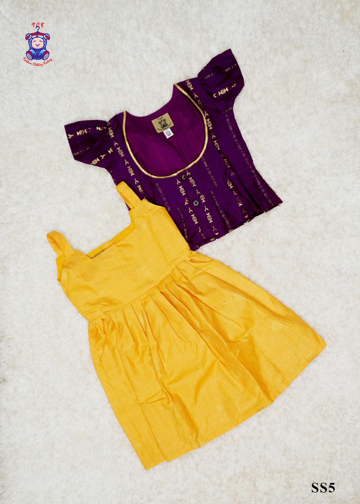 Wine & Yellow - Cotton Pavadai Sattai