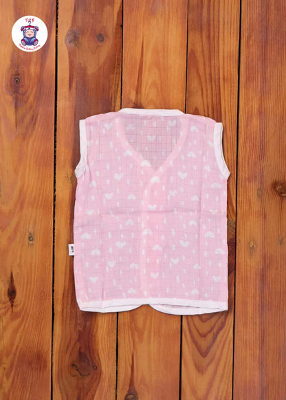 Baby Pink - Unisex Muslin Printed Jabla