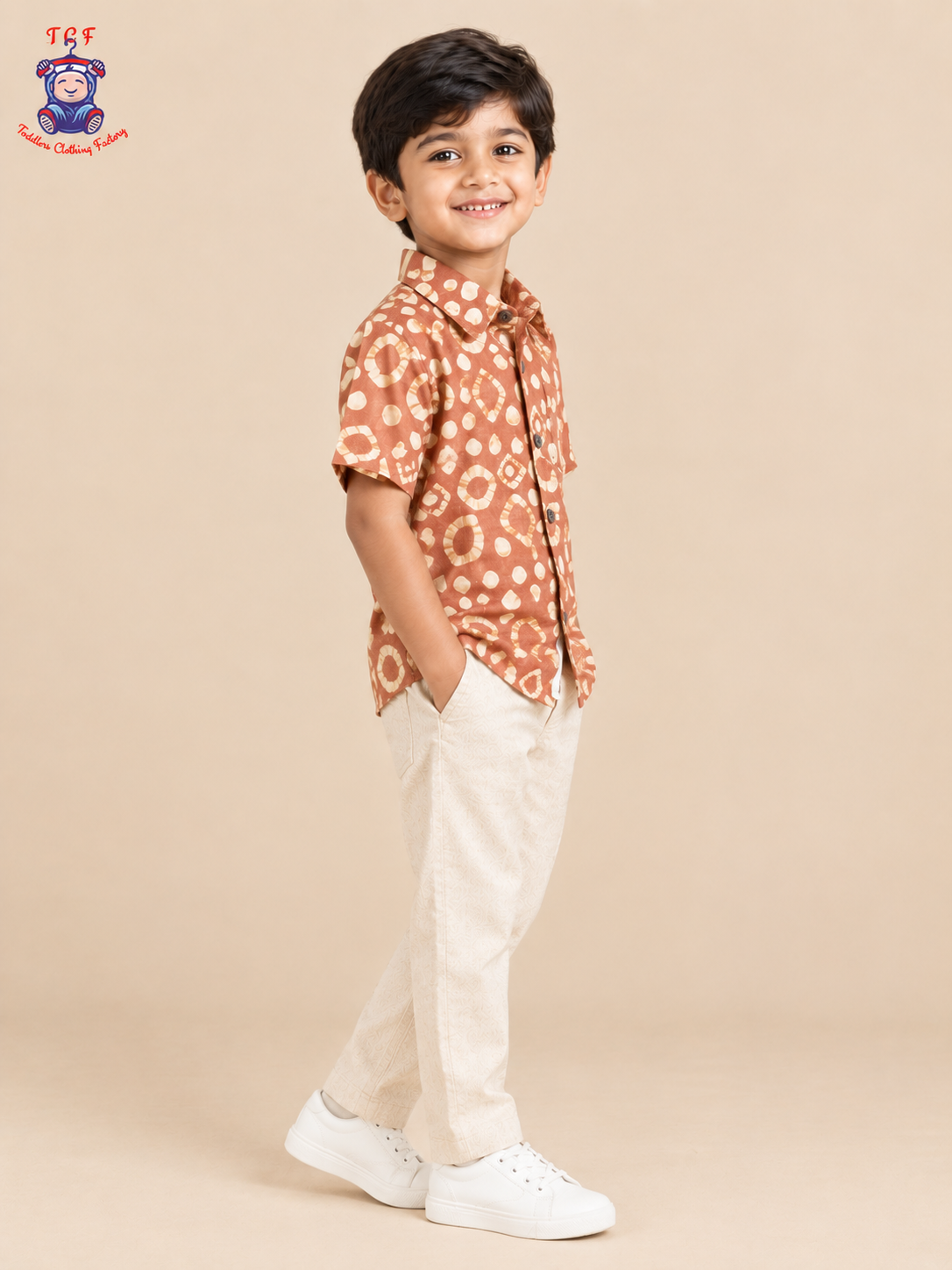 Mustard & Beige - Boys Readymade Bhatik Shirts
