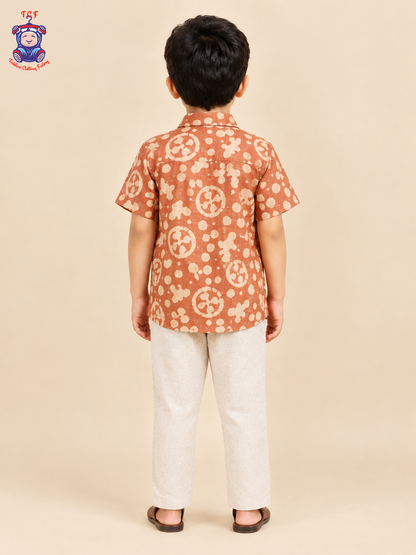 Yellow & Beige - Boys Readymade Bhatik Shirts