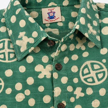 Green & Beige - Boys Readymade Bhatik Shirts
