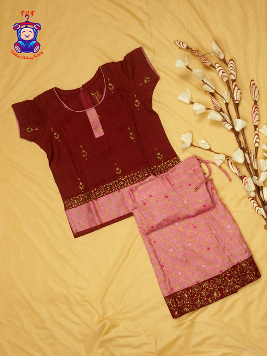 Maroon & Pink - Cotton Pavadai Sattai