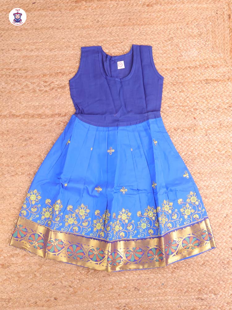 Light Green & Blue - Embriodered Pavadai Sattai