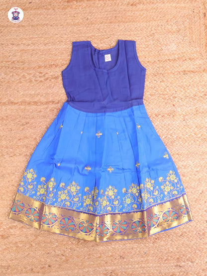 Light Green & Blue - Embriodered Pavadai Sattai