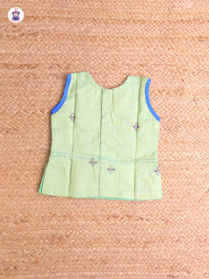 Light Green & Blue - Embriodered Pavadai Sattai