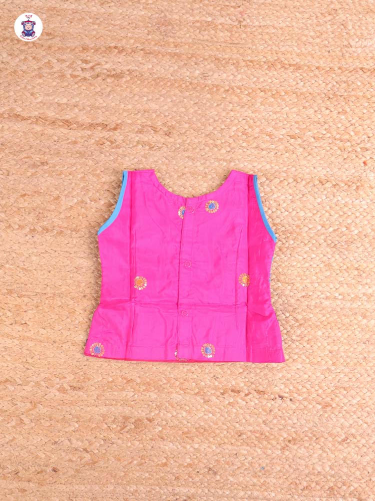 Pink & Blue -Embriodered Pavadai Sattai