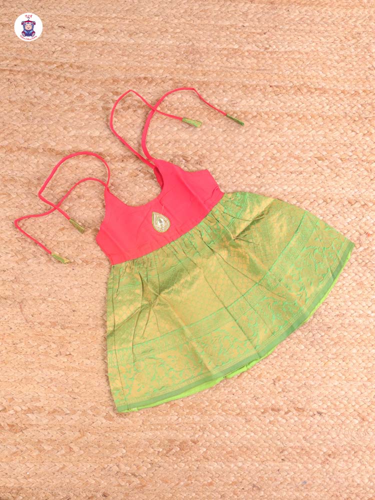 Red & Green- New Born Frock
