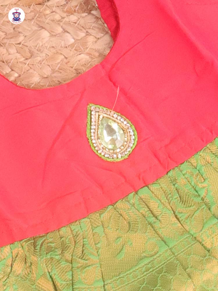 Red & Green- New Born Frock