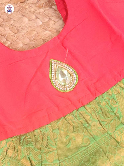 Red & Green- New Born Frock