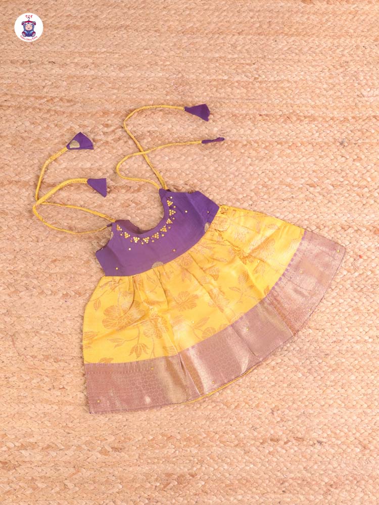 Purple & Mustard - New Born Frock