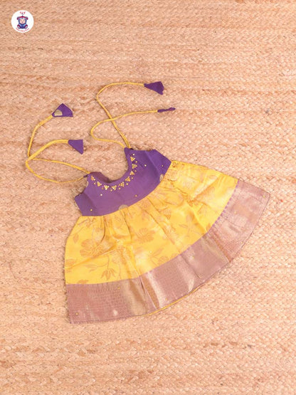 Purple & Mustard - New Born Frock