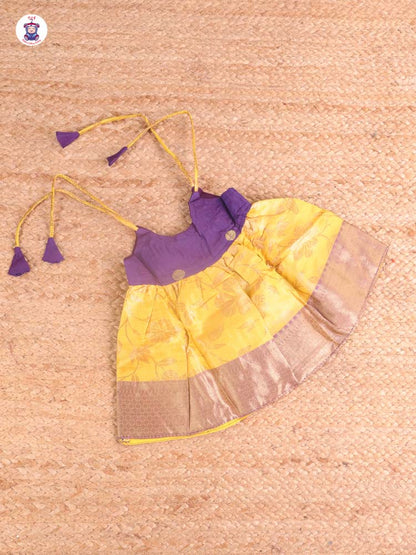 Purple & Mustard - New Born Frock