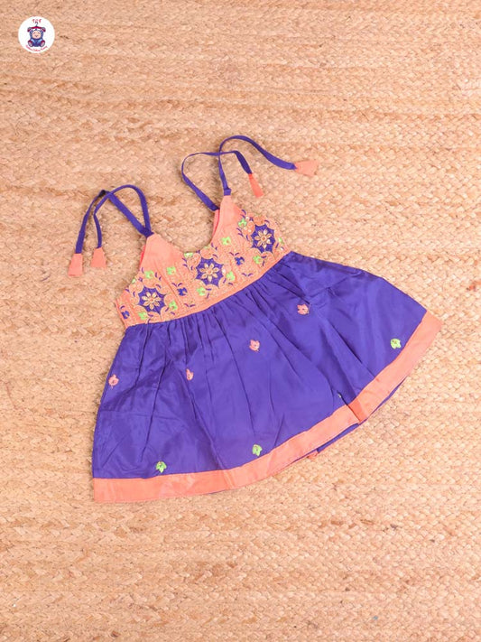 Orange & Blue - Embriodered Frock