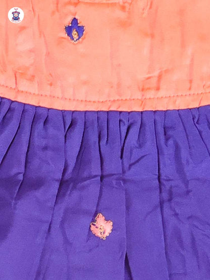 Orange & Blue - Embriodered Frock