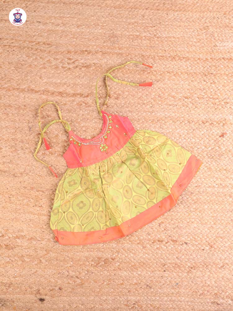 Orange & Green - New Born Frock