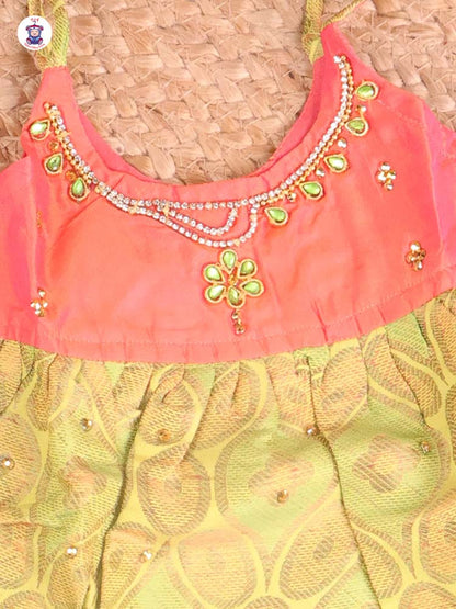 Orange & Green - New Born Frock