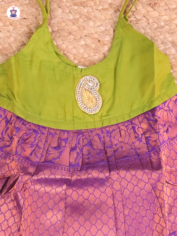 Parrot Green & Blue - New Born Frock