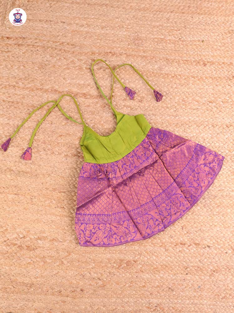 Parrot Green & Blue - New Born Frock