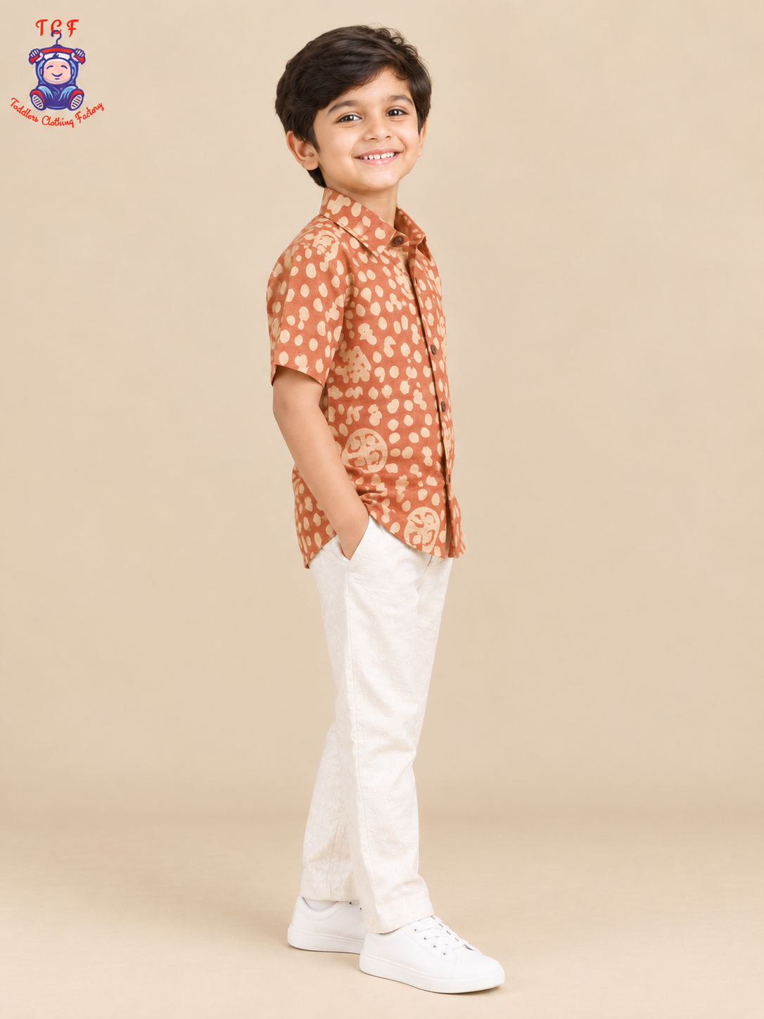 Yellow & Beige - Boys Readymade Bhatik Shirts