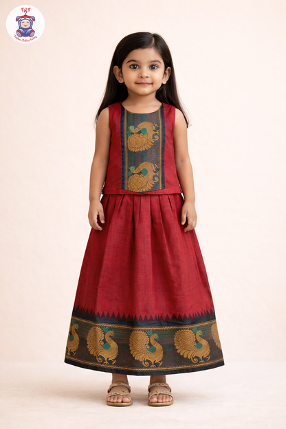 Maroon & Black - Chettinad Cotton Pavadai Sattai