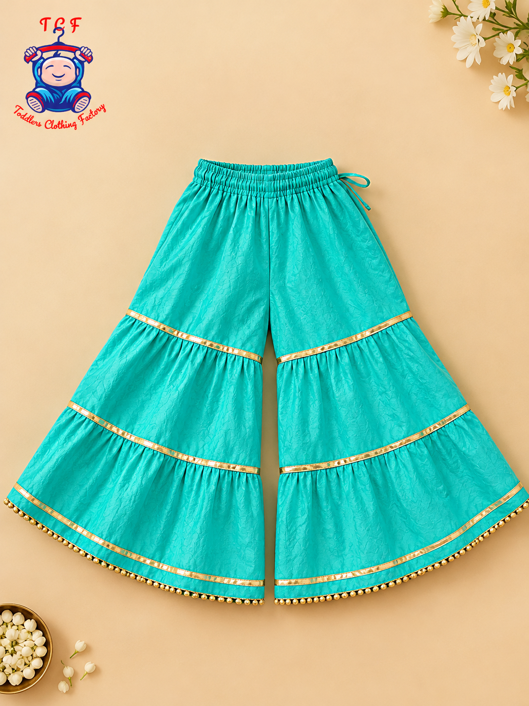 Light Blue - Zari Embroidered Sharara Set with Dupatta