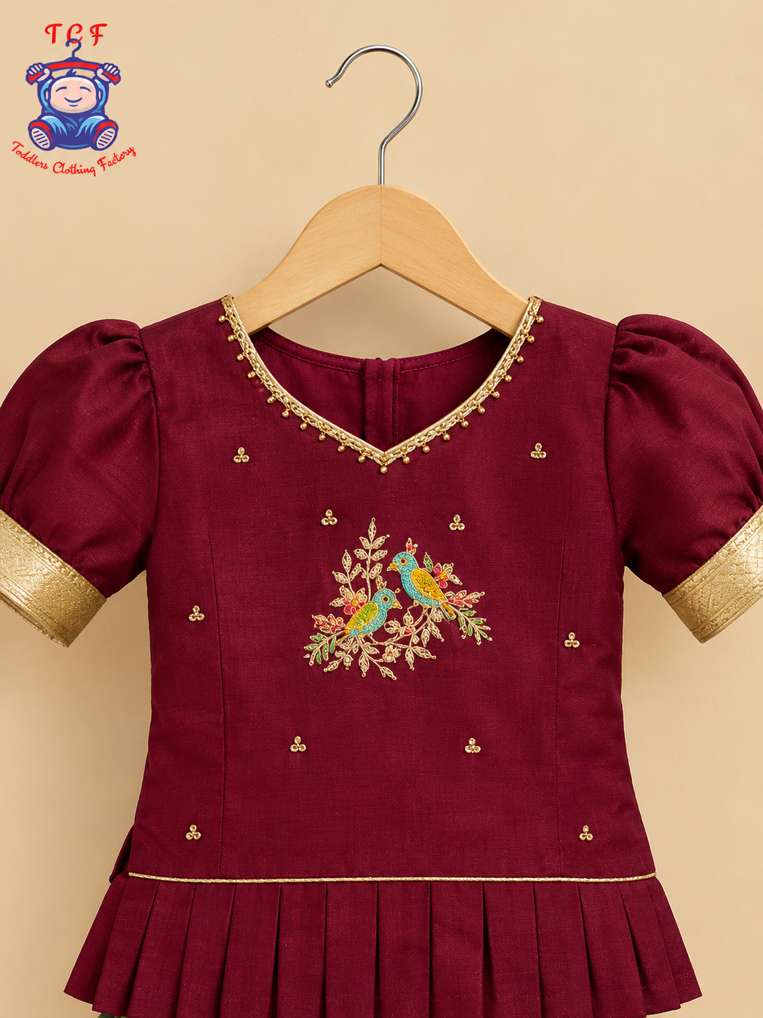Maroon & Embrodiery Printed Lehenga Choli with Netted Dupatta – Girls Lehenga