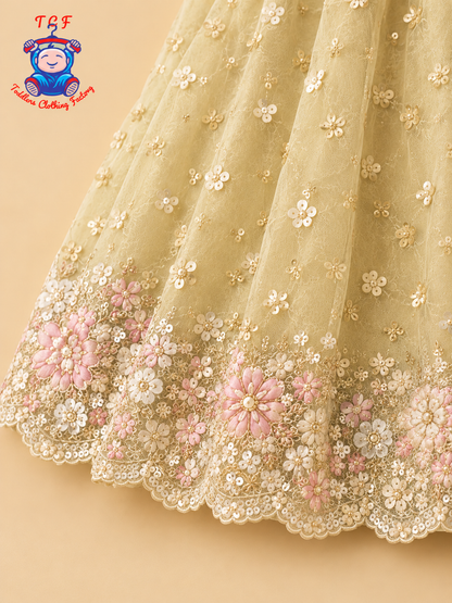 Pastel Mint Green - Embroidered Plazzo Set with Dupatta