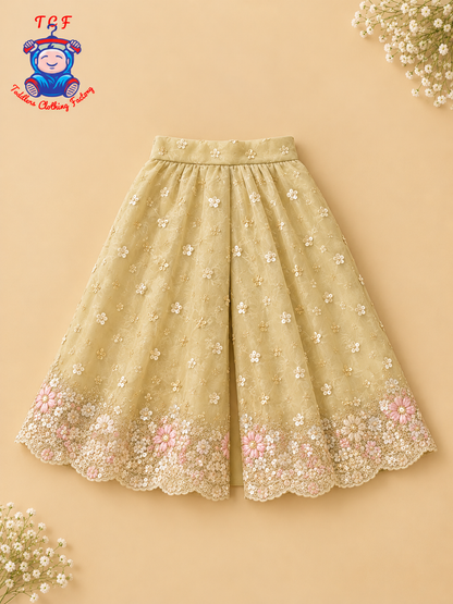 Pastel Mint Green - Embroidered Plazzo Set with Dupatta