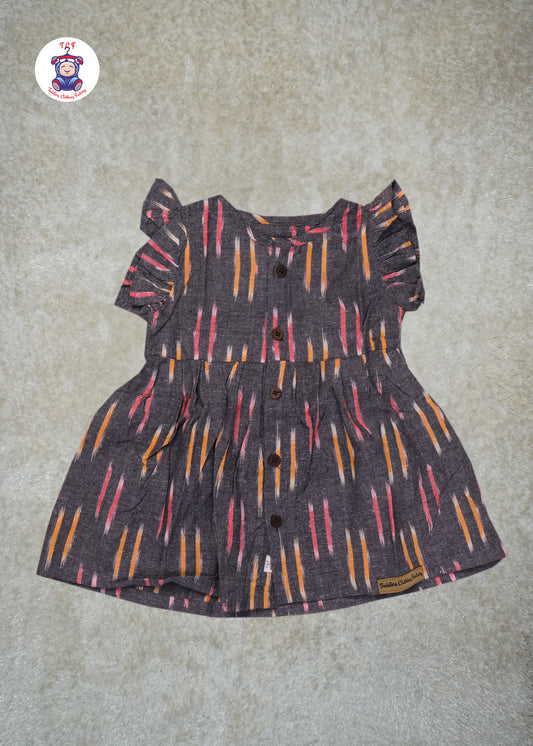 Grey - Girls Readymade Ikat Frocks