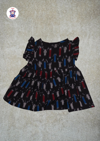 Multi Black - Girls Readymade Ikat Frocks