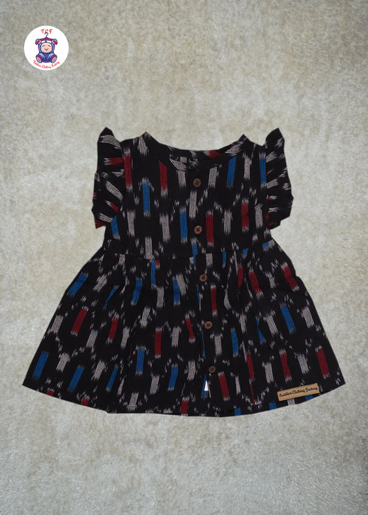 Multi Black - Girls Readymade Ikat Frocks