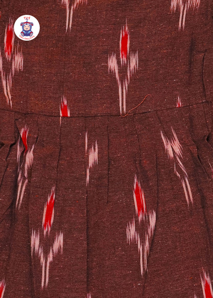 Brown - Girls Readymade Ikat Frocks