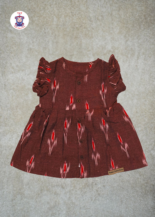 Brown - Girls Readymade Ikat Frocks
