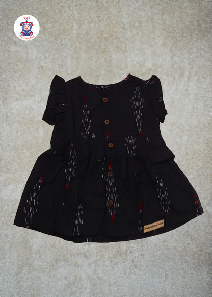 Black & Grey - Girls Readymade Ikat Frocks