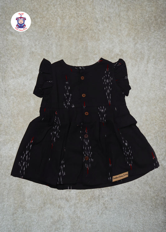 Black & Grey - Girls Readymade Ikat Frocks