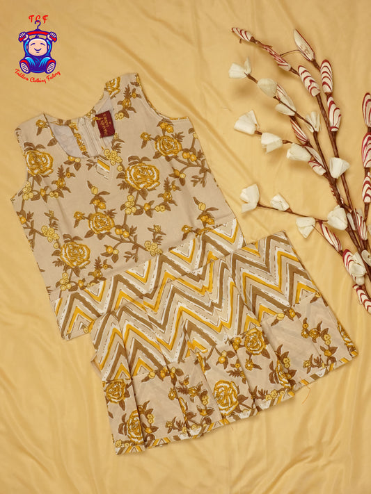 Cream & White - Cotton Pavadai Sattai