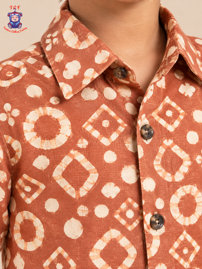Mustard & Beige - Boys Readymade Bhatik Shirts