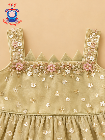 Pastel Mint Green - Embroidered Plazzo Set with Dupatta
