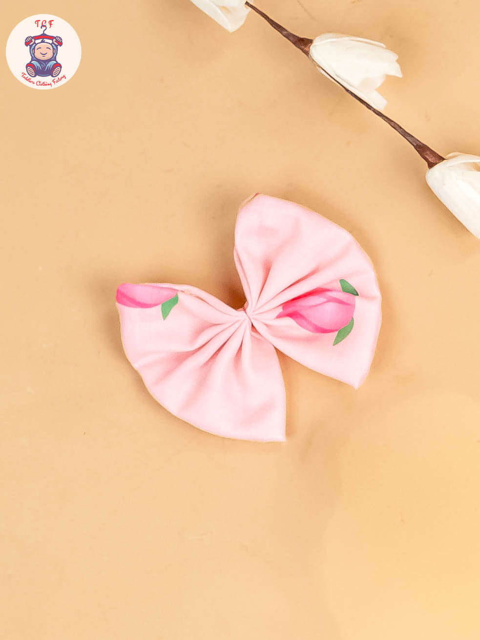Baby Pink & Pink - Girls Floral Printed Frock With Matching Hair Clip