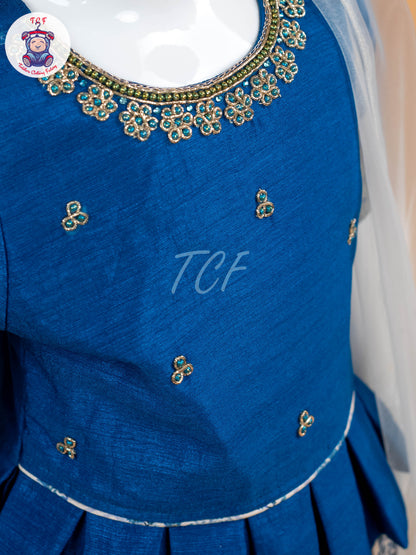 Blue Floral Print - Semi Leghanga Choli