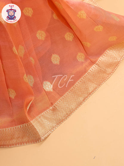Peach Floral Print - Semi Leghanga Choli