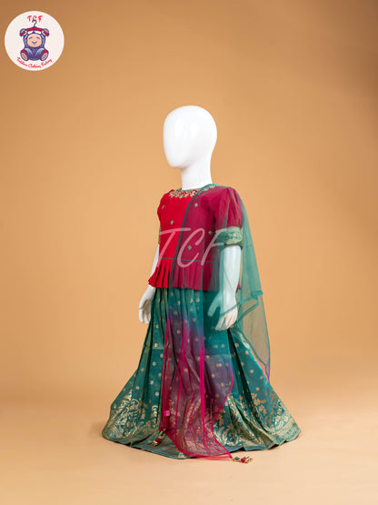 Pink & Green - Semi Leghanga Choli