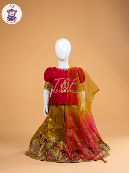 Pink & Yellow - Semi Leghanga Choli