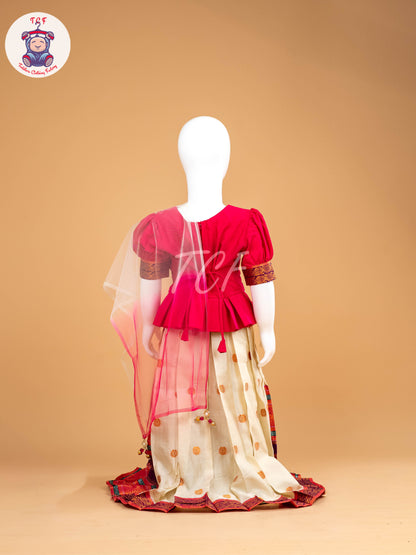 Pink & Cream - Semi Leghanga Choli