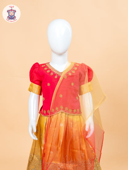Pink & Mustard - Semi Leghanga Choli